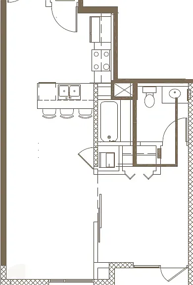 2D Rendering of a 1 Bed Floor Plan 2D Rendering of a 1 Bed Floor Plan