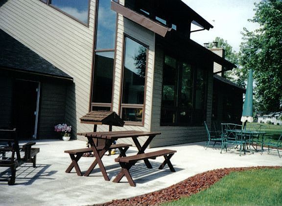 Large backyard deck.