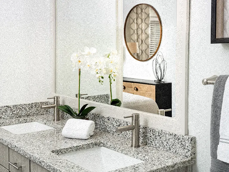 Granite countertops and brushed nickel hardware