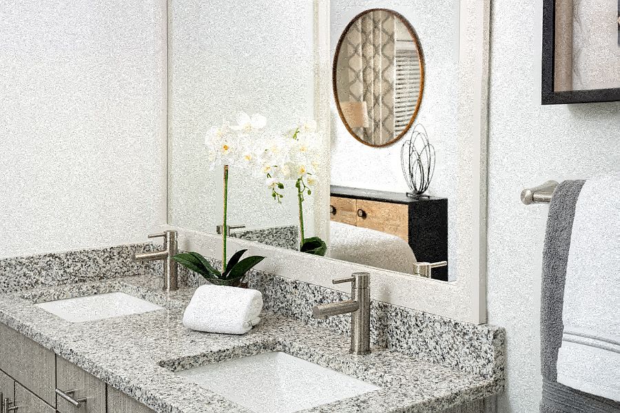 Granite countertops and brushed nickel hardware