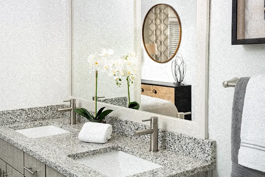 Granite countertops and brushed nickel hardware