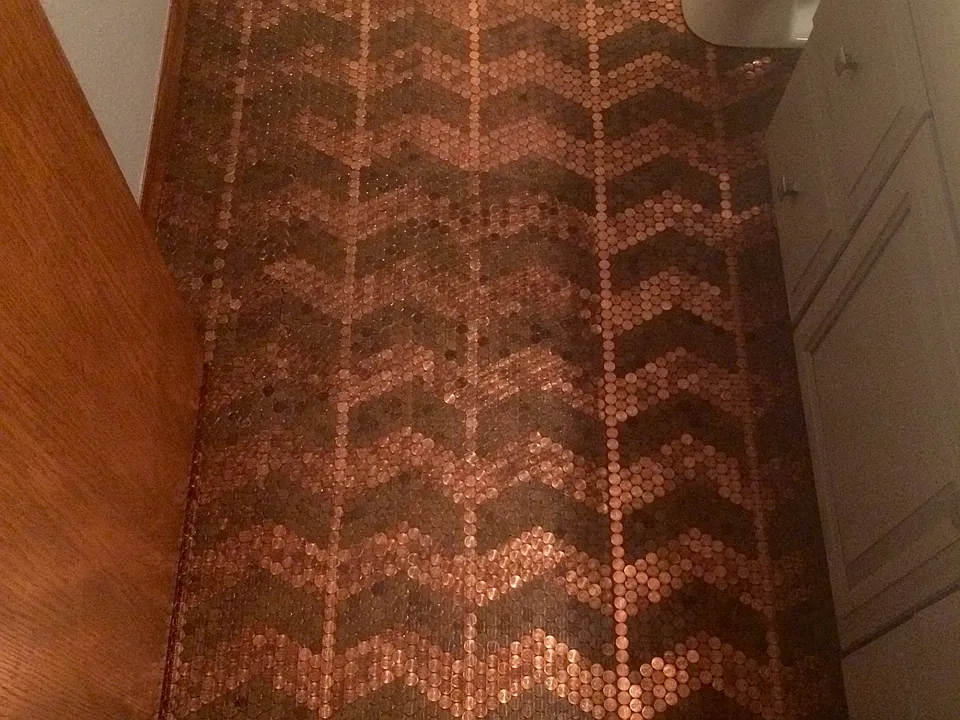 Master bath penny floor