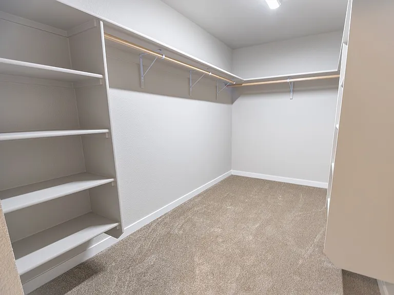 Plenty of room for two in the walk-in closet in the master bedroom.