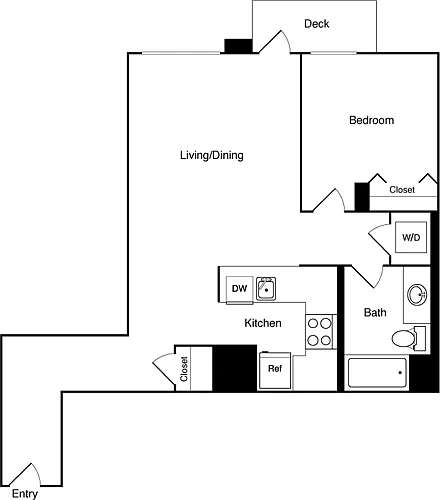 Floor plan 1 Bed 203 - SE