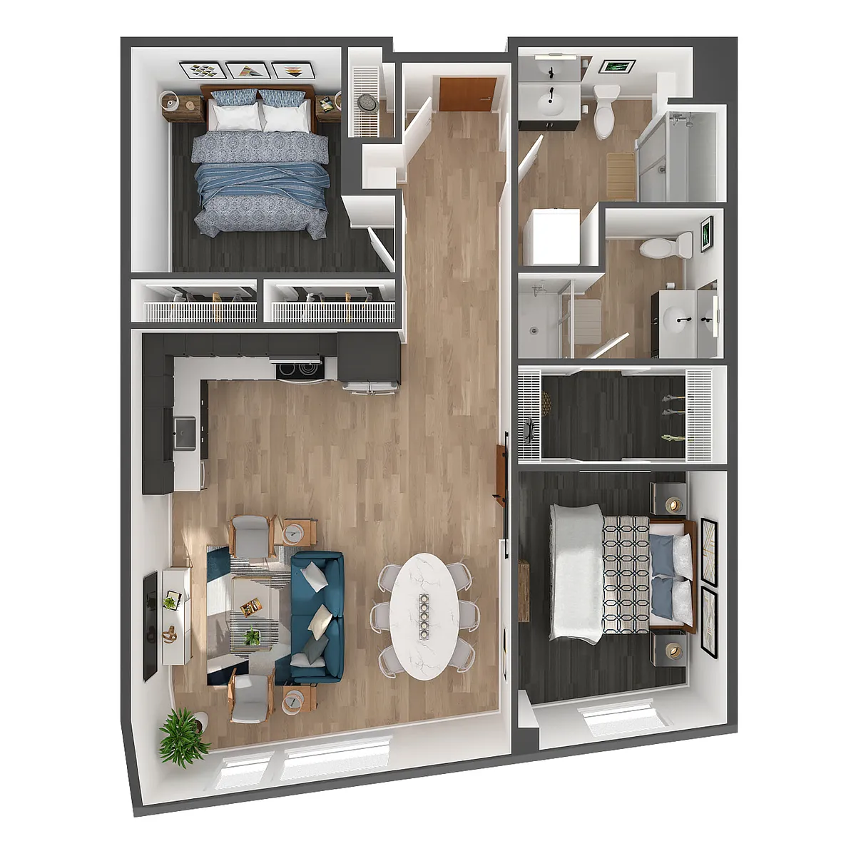 Floor plan 2 Bed/2 Bath-B7