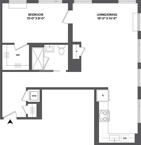 Floor plan 1 Bed/1 Bath-1B-5