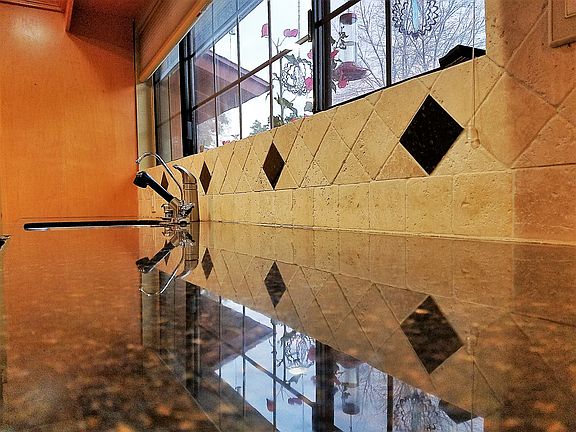 Granite w/Stone Backsplash