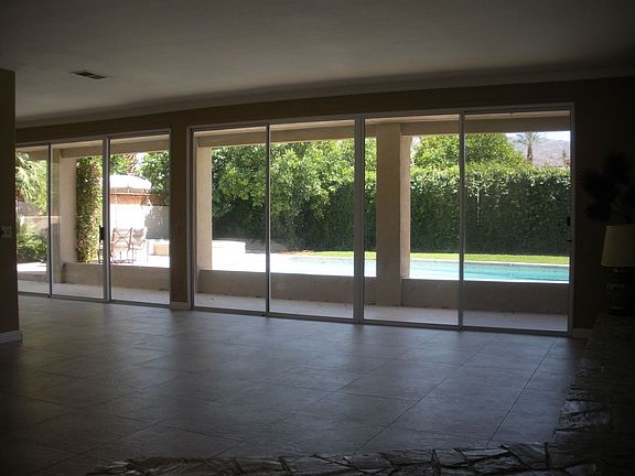 Wall of windows to backyard