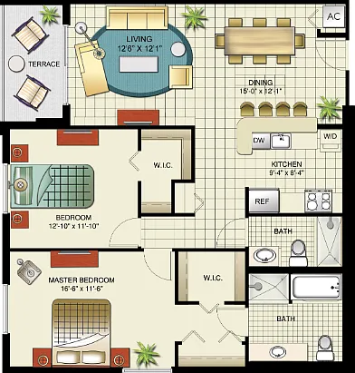 Versailles, Model D | 2 Bedrooms, 2 Bath Versailles, Model D | 2 Bedrooms, 2 Bath