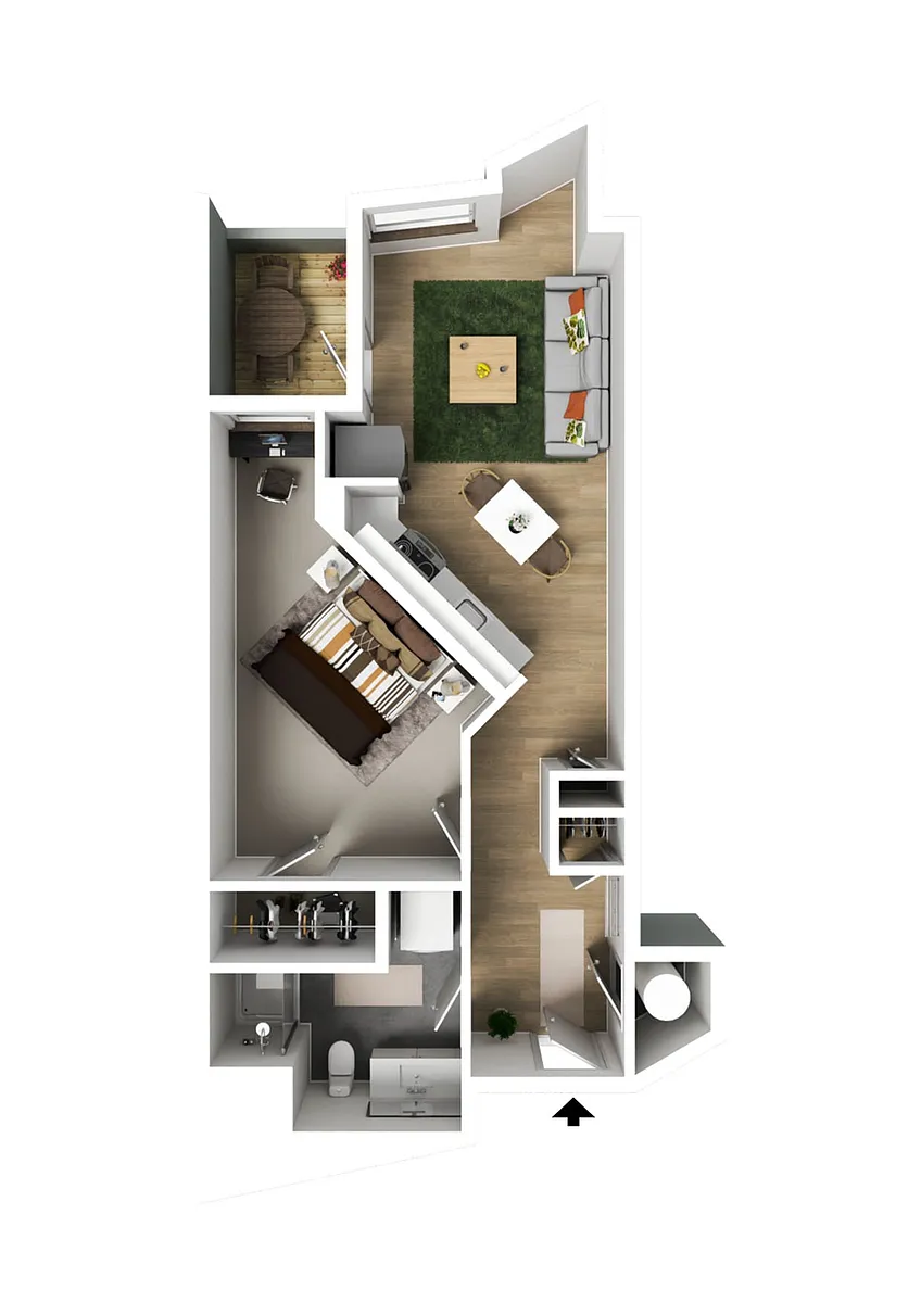 Floor plan 1 Bedroom Type B