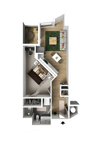 Floor plan 1 Bedroom Type B