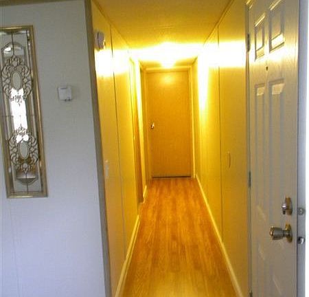 Looking down hallway