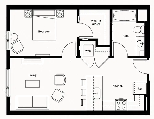 Floor plan 1 Bed/1 Bath-A11