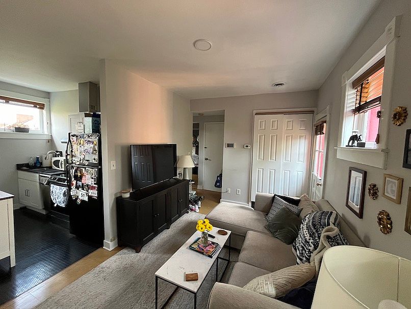 view of kitchen and entry from living room