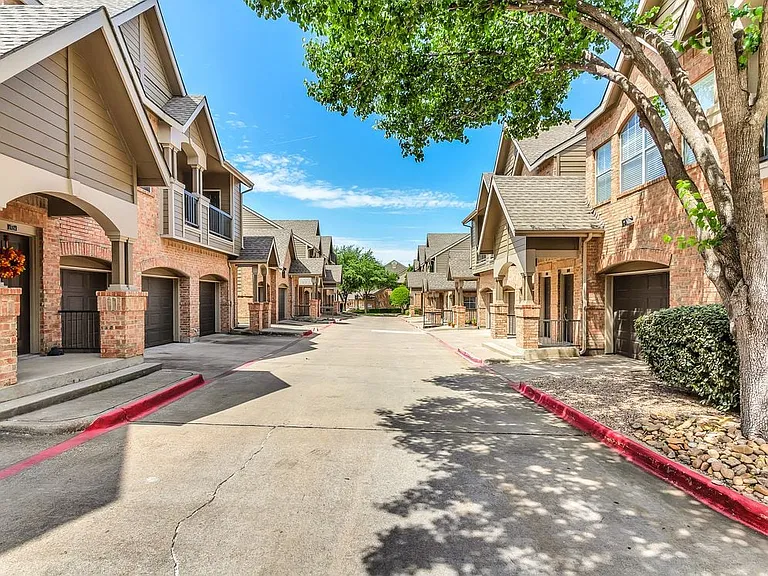 Attached garages with every apartment, building exterior