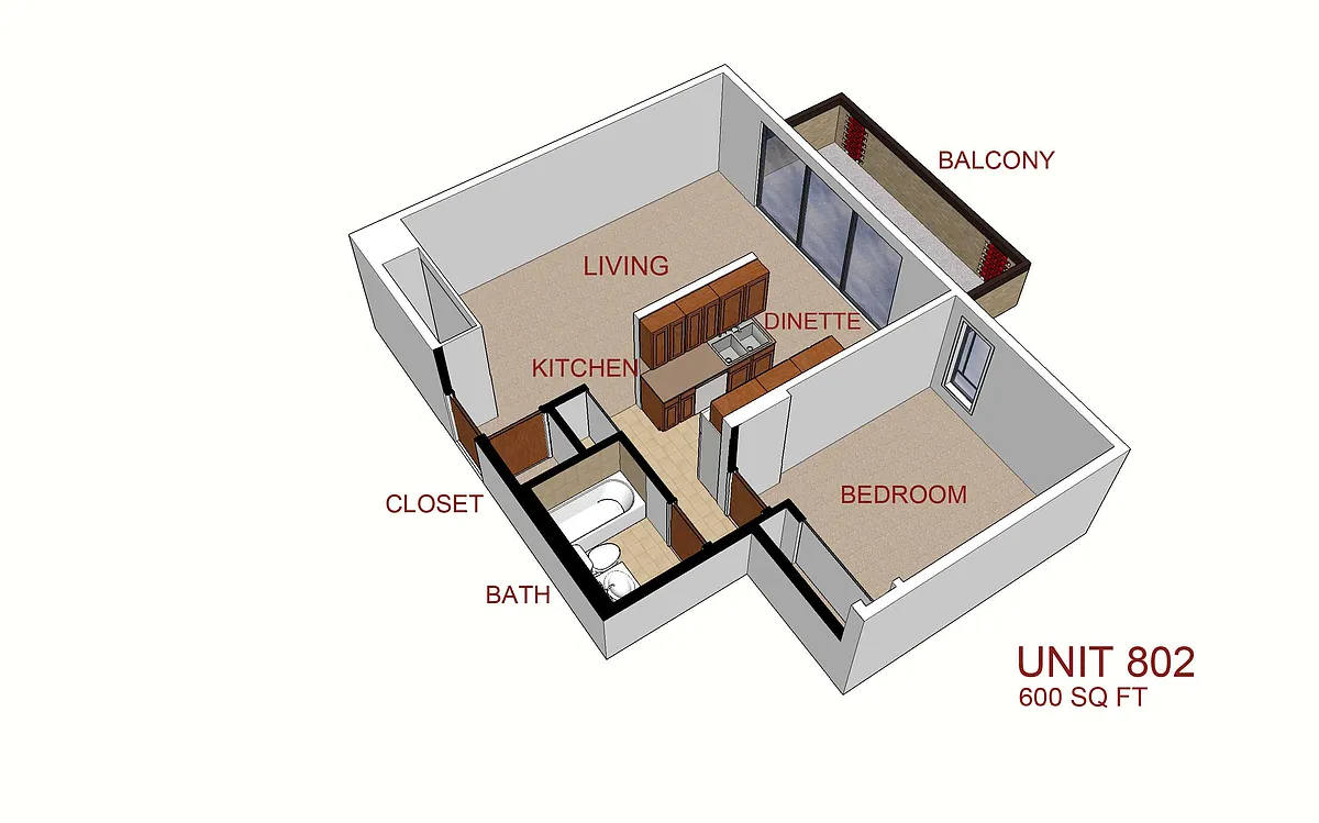 Floor plan One Bedroom/One Bath
