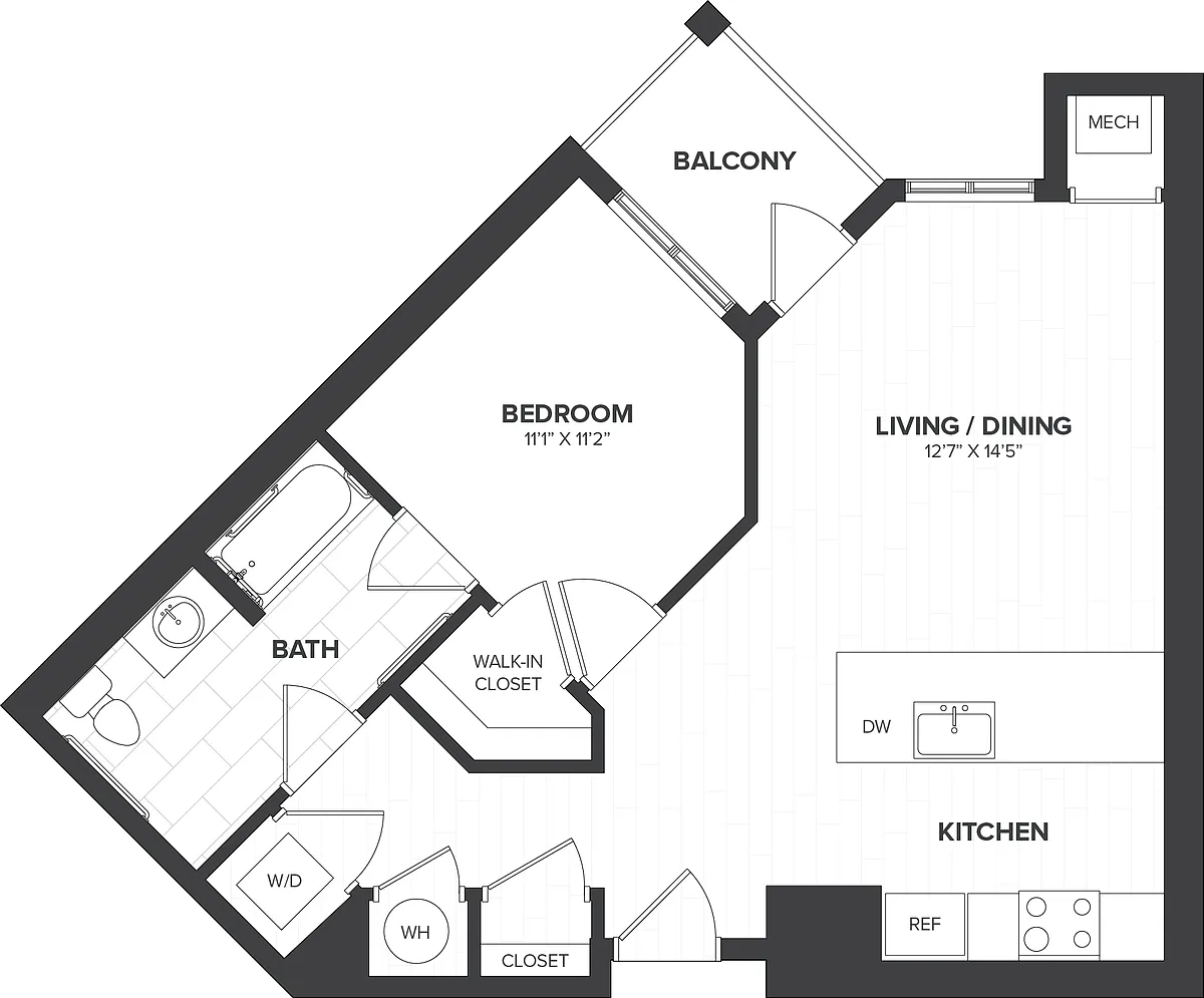 Floor plan 1 Bed/1 Bath-A2