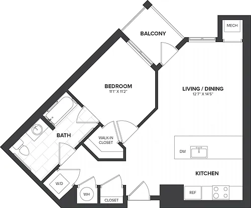 Floor plan 1 Bed/1 Bath-A2