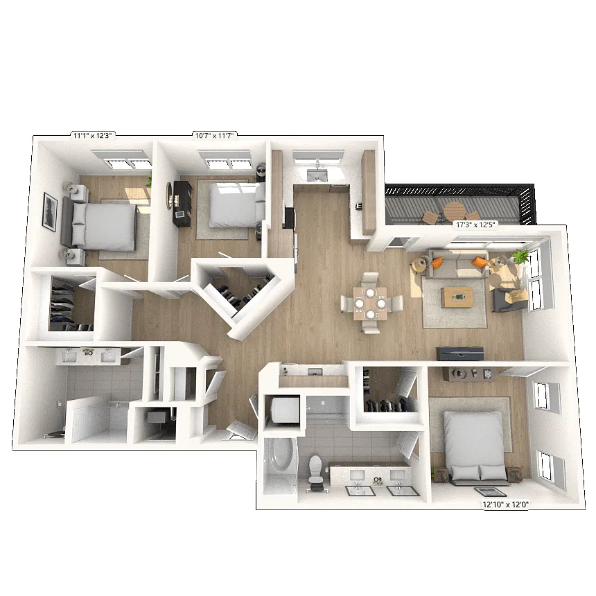 Floor plan C2 3x2 1508 SF