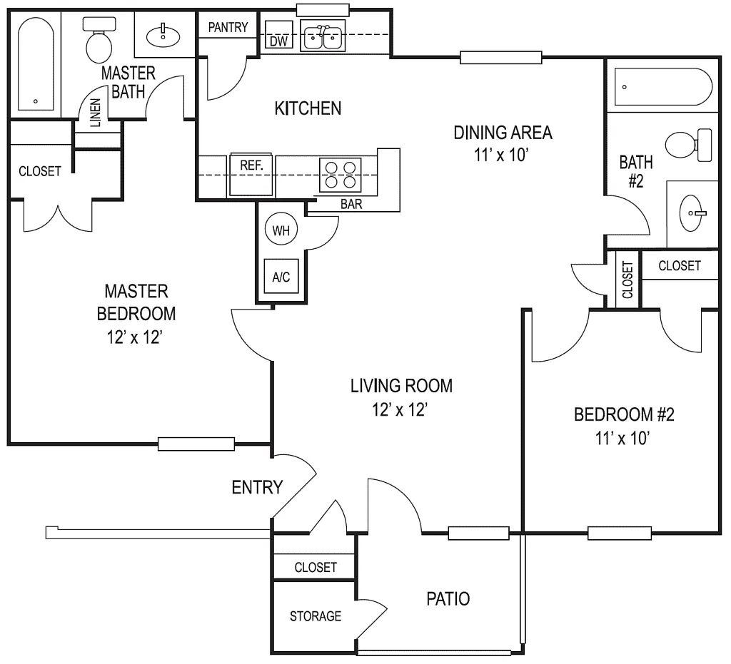 Floor plan 2 bedroom 2 bath