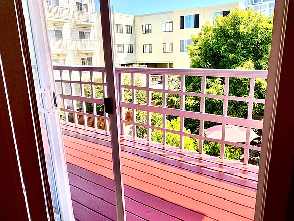 East facing patio runs the length of the apartment