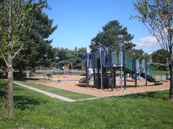 Riverview play structure across street
