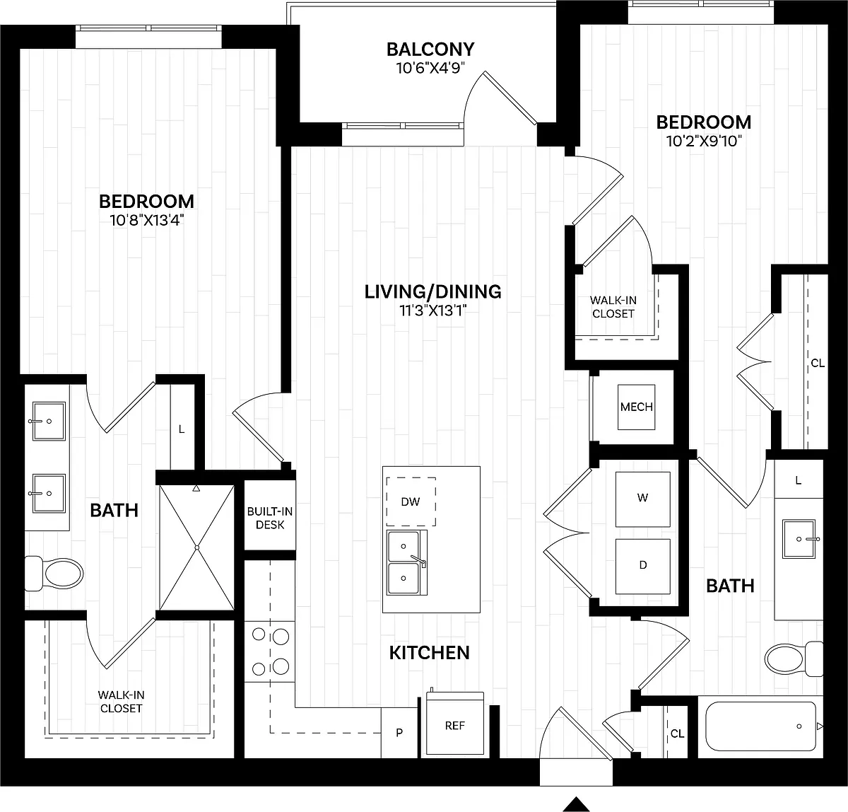 Floor plan 2 Bed/2 Bath-B1.120 WDU