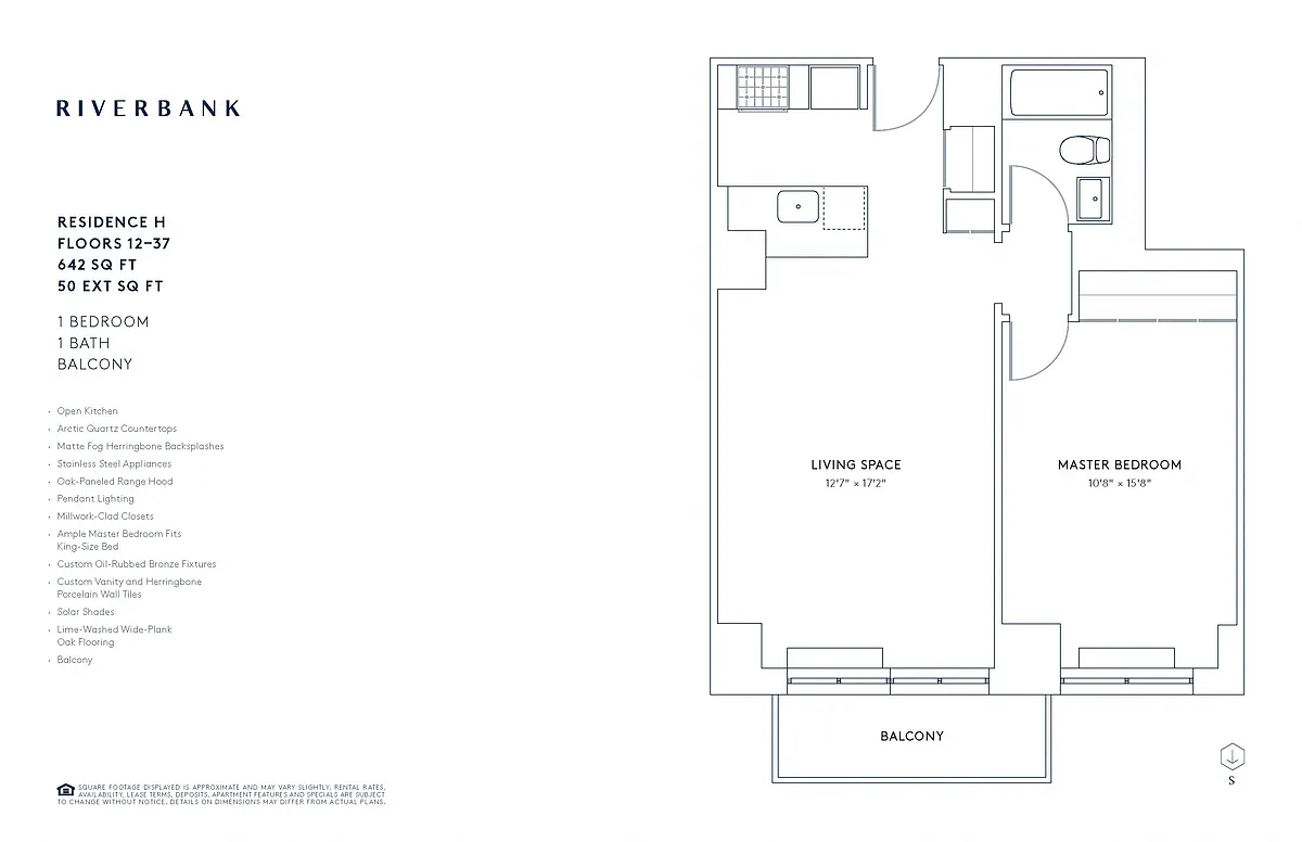 Floor plan H Line Floors 3-37 (1 Bed)