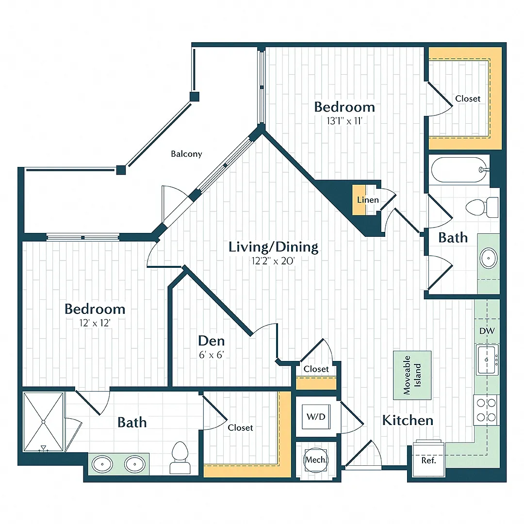 Floor plan C3 - Two Bedroom W/ Den