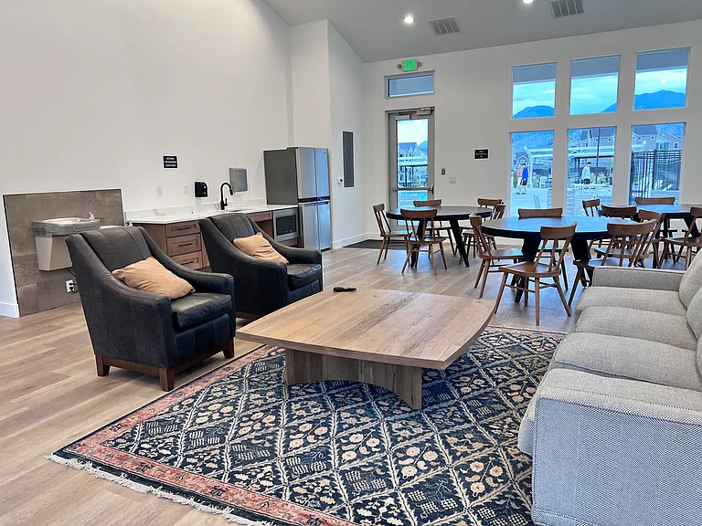 Clubhouse interior with kitchenette
