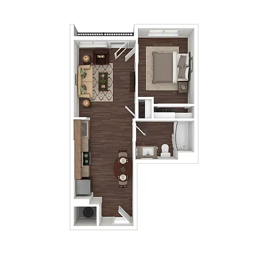 Floor plan One Bedroom 60% AMI