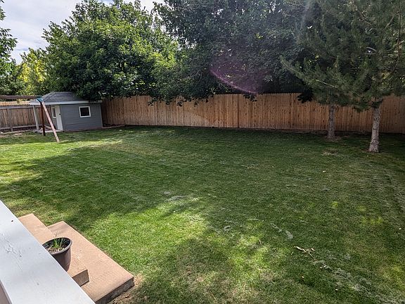 View of backyard, from the deck.