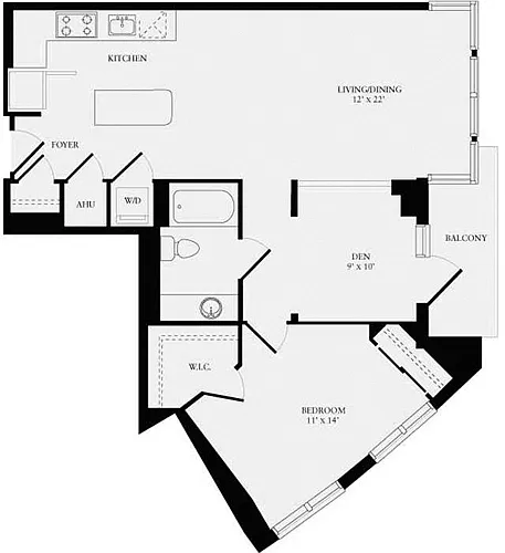 Floor plan 1 Bedroom BB