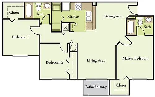 Floor plan Three Bedroom Phase II
