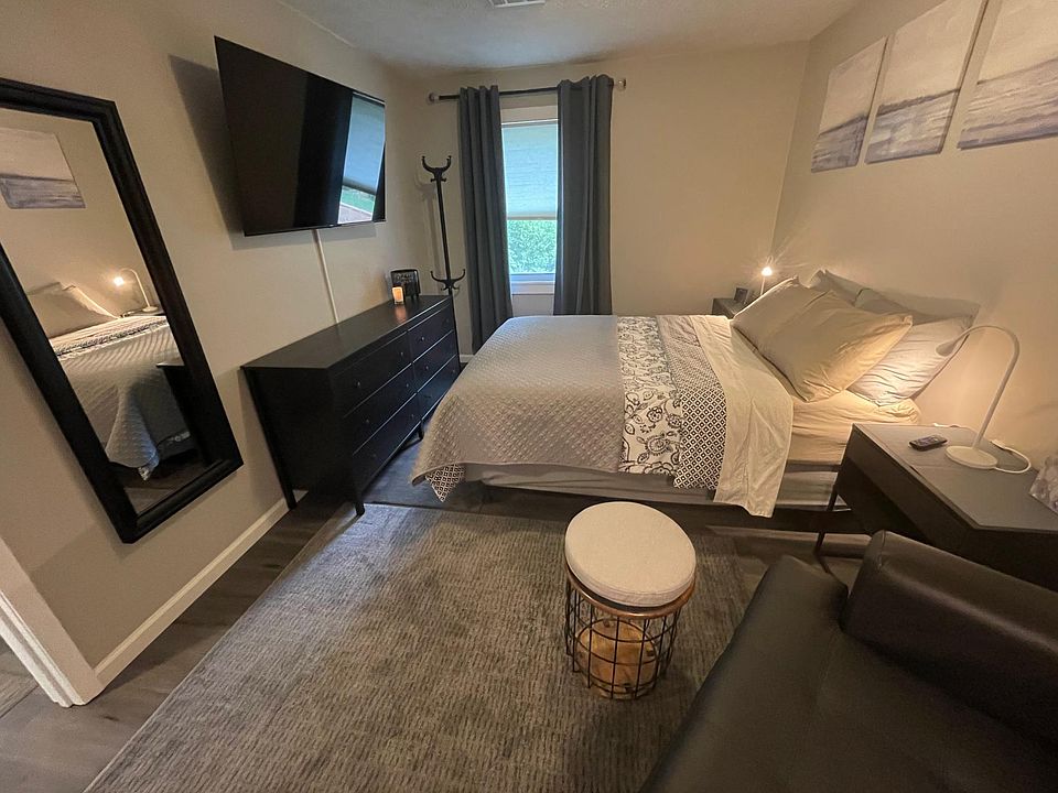 The unit available is not furnished, but the size of the bedrooms are the same.