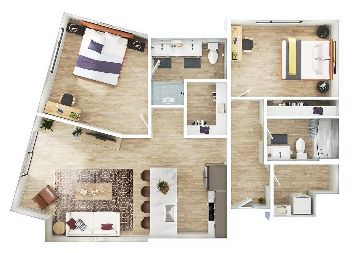 Floor plan West Slope- 2BR/2BA