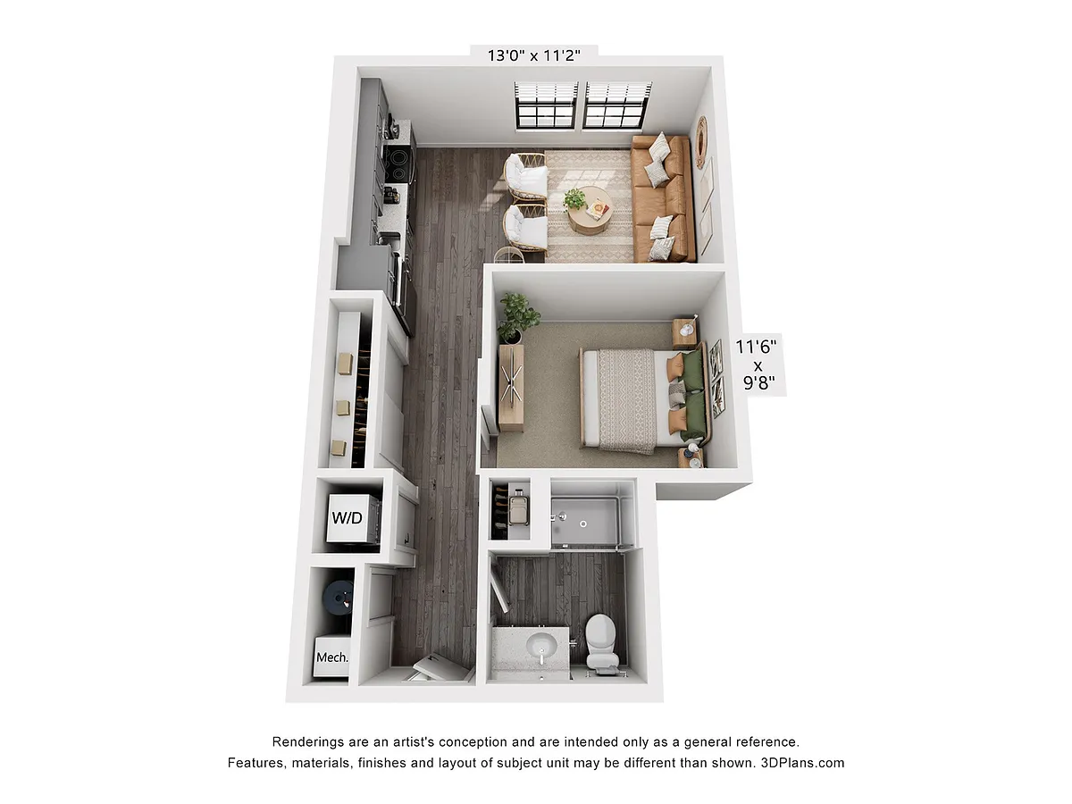 Floor plan Studio | 591 sqft