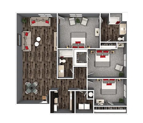 Floor plan 3 BR | 2 BA