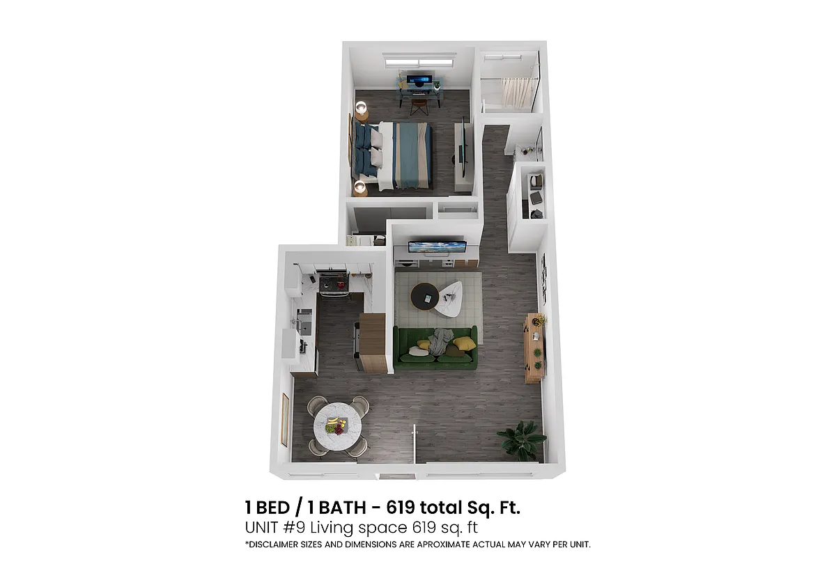 Floor plan 1 Bed 1Bath