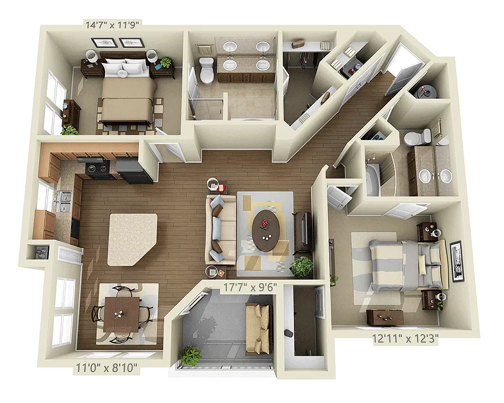 Floor plan Two Bedroom B2B