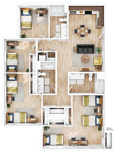 Floor plan 4BR/3BA - D