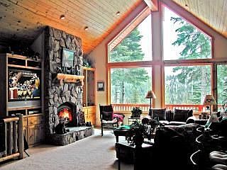 Fabulous great room with granite fireplace