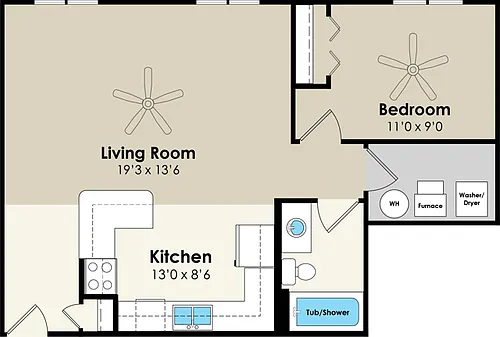 Floor plan 1BR/1BA