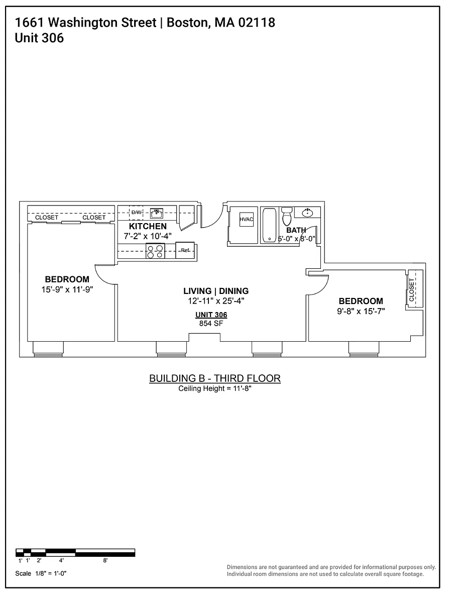 Floor plan 2Bed-1Bath-B-306