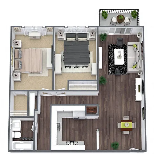 Floor plan B7: 2 Bed 1 Bath