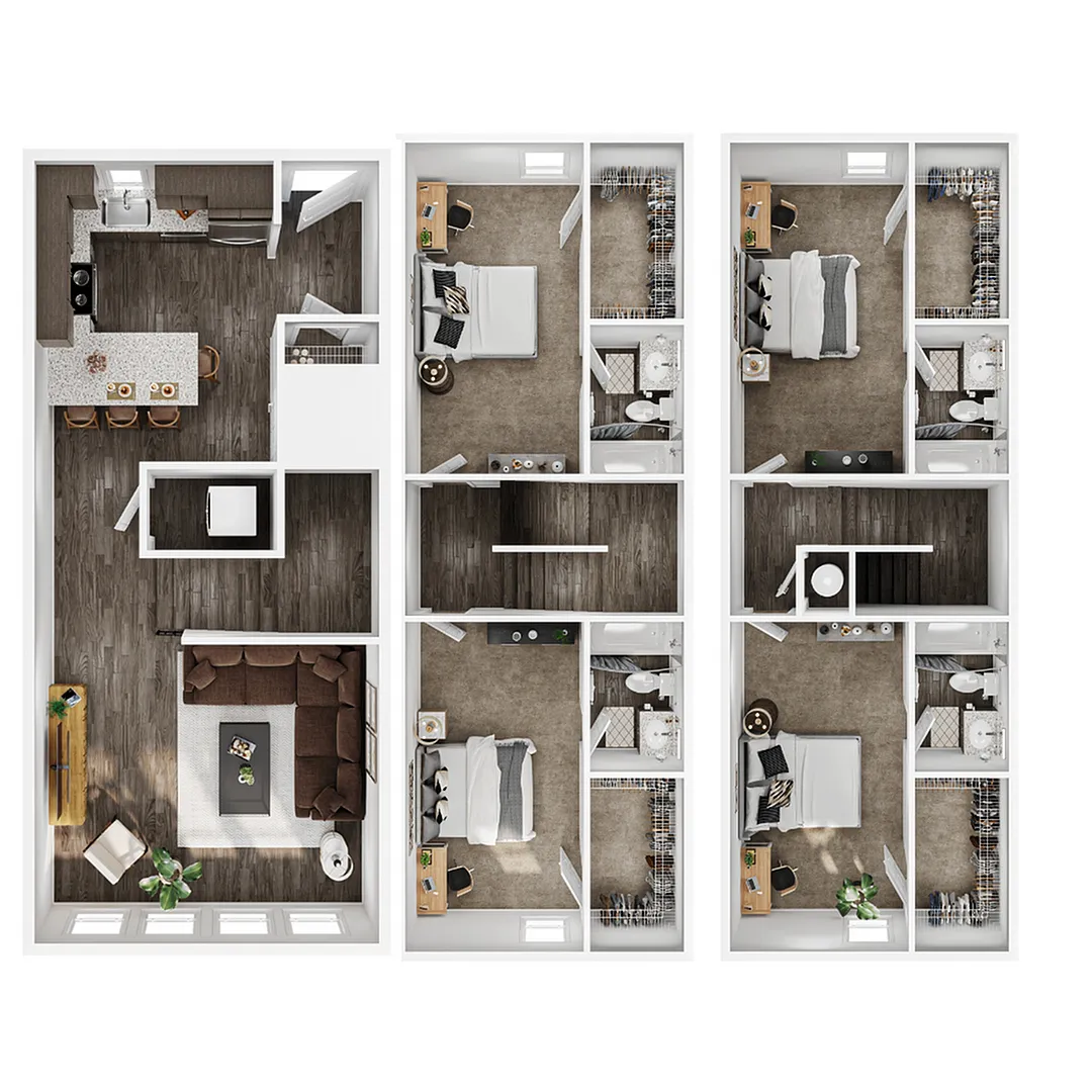 Floor plan 4BR/4BA - Townhome Vista