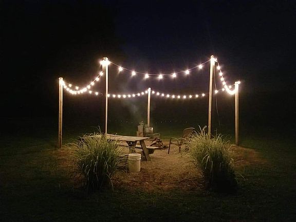 Fire pit area with river rock