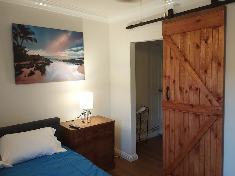 Bedroom with walk-in closet (sliding closet door)