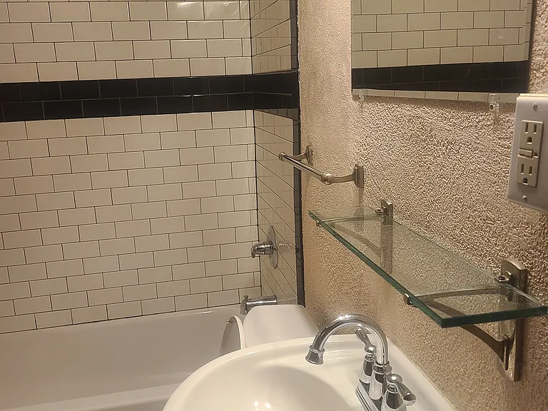 Bathroom with subway tile. Recently updated.