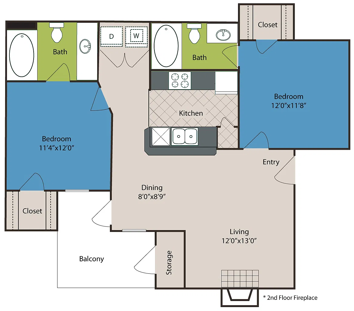 Floor plan 2 bedroom 2 bathroom 900 sq ft